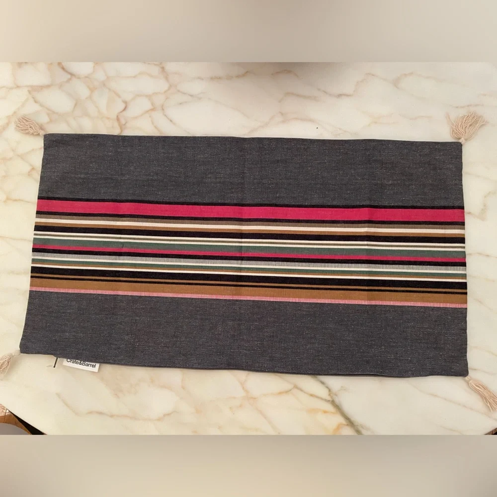 Crate & Barrel striped kidney pillow casing